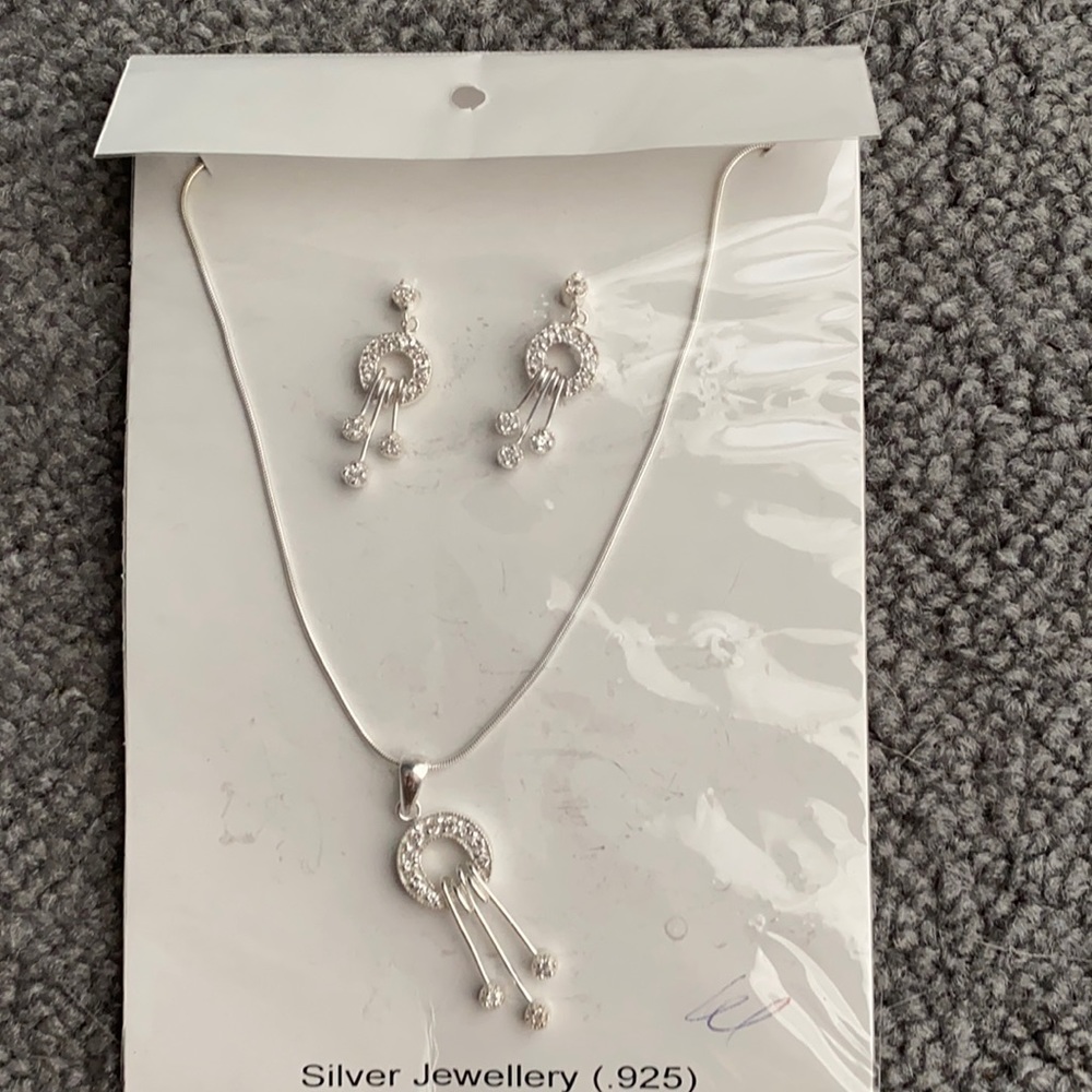 Silver jewelry, earrings and necklace